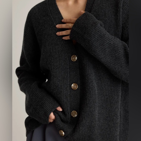 EUC Quince Mongolian Cashmere Fisherman Boxy Cropped Cardigan Sweater, Large - Picture 9 of 12